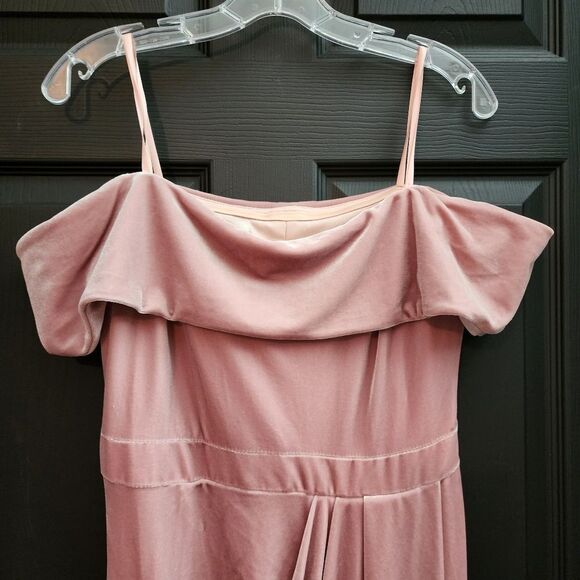 BHLDN Sz. 14 New Edison Velvet Bridesmaid Dress in Blush Mother of the Bride - Picture 6 of 15